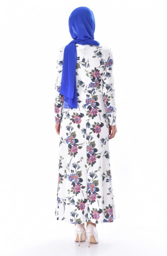 فستان مورّد بتصميم جيوب 0581-08 لون أزرق فاتح 0581-08