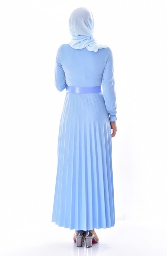 Belted Pleated Dress 4181-04 Baby Blue 4181-04