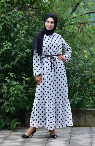 White Hijab Dress 1436C-01