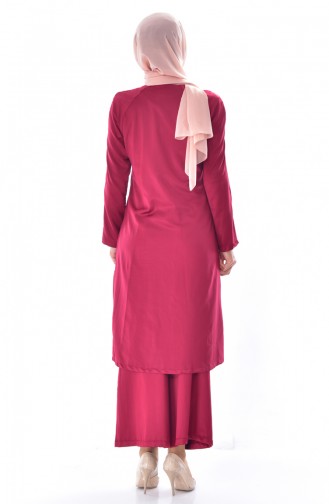 Ensemble Deux Pieces Tunique Pantalon 1255-04 Bordeaux 1255-04