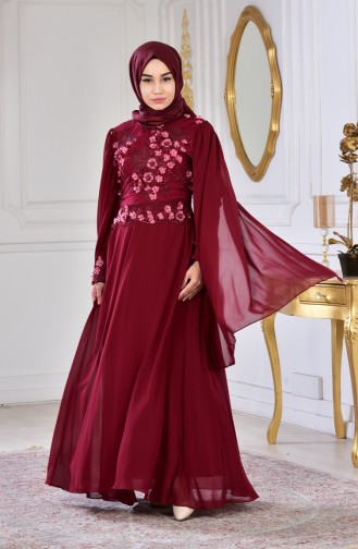 Lace Evening Dress 81321-01 Claret Red 81321-01