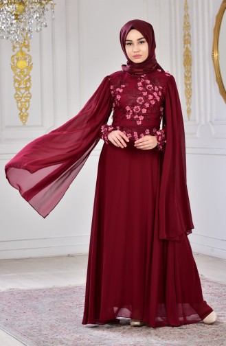 Lace Evening Dress 81321-01 Claret Red 81321-01