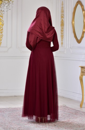 Robe de Soirée a Paillettes 2587-02 Bordeaux 2587-02