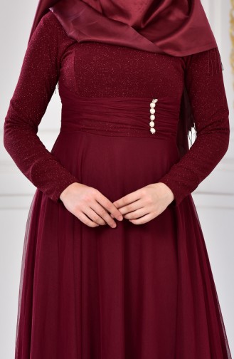 Robe de Soirée a Paillettes 2587-02 Bordeaux 2587-02