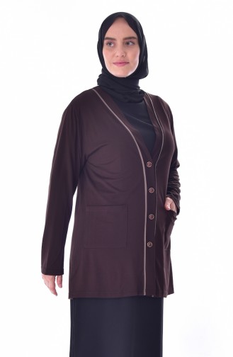 Übergröße Jacke mit Knöpfen 4704-04 Braun 4704-04