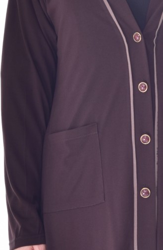 Übergröße Jacke mit Knöpfen 4704-04 Braun 4704-04