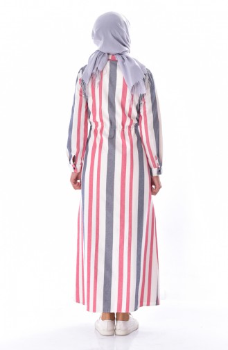 YNS Striped Linen Dress 3914B-01 Red 3914B-01