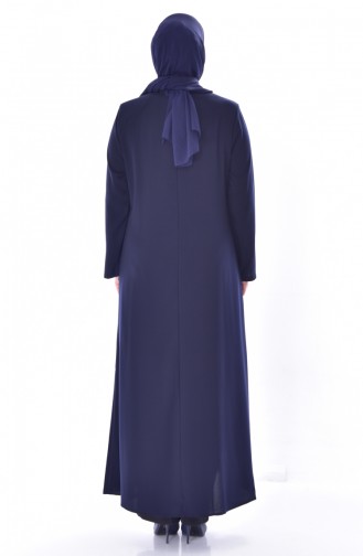 Übergröße Abaya mit Rundhalsausschnitt 12055-03 Dunkelblau 12055-03