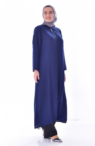 Übergröße Abaya mit Reißverschluss 1034-01 Dunkelblau 1034-01