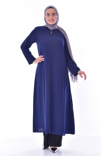 Übergröße Abaya mit Reißverschluss 1034-01 Dunkelblau 1034-01