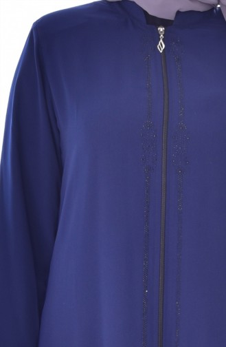 Übergröße Abaya mit Reißverschluss 1034-01 Dunkelblau 1034-01