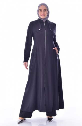 Hijab Mantel mit Reißverschluss 0217-01 Dunkelblau 0217-01