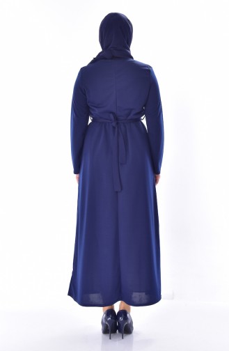 Robe avec Fleurs Grande Taille 0532-03 Bleu Marine 0532-03