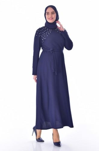Navy Blue Hijab Dress 0543-06