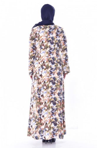Robe a Motifs Grande Taille 1034-03 Bleu Marine 1034-03