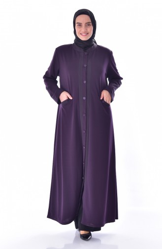 Large Size Buttoned Overcoat 4363-04 Purple 4363-04