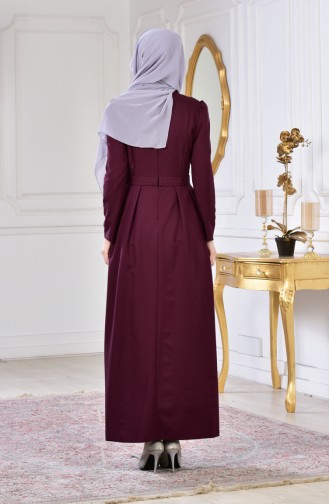 Plum Hijab Evening Dress 81605-02