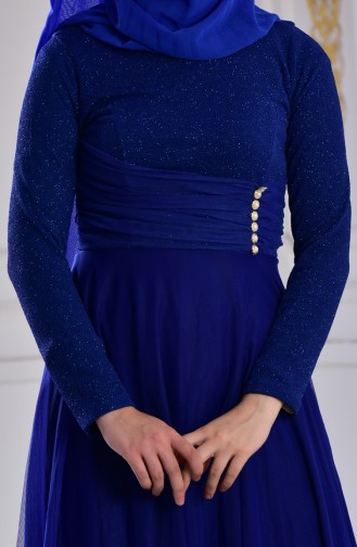 Robe de Soirée a Paillettes 2587-03 Bleu Roi 2587-03