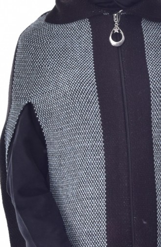 Knitwear Zippered Poncho 0002-03 Black Bebe Blue 0002-03