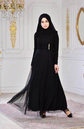 Robe de Soirée a Paillettes 2587-01 Noir 2587-01