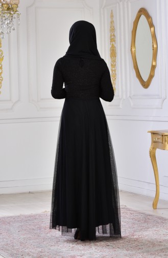 Robe de Soirée a Paillettes 2587-01 Noir 2587-01