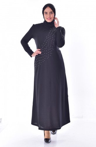 Large size Pearl Dress 0246-02 Black 0246-02