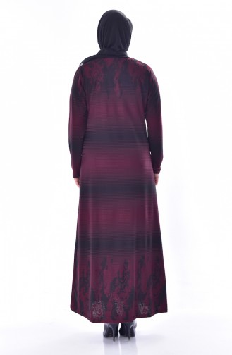 Robe İmprimée de Pierre Grande Taille 4888-06 Bordeaux 4888-06