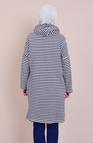 Tunique Sport a Rayure et Capuche 4850-04 Gris Blanc 4850-04