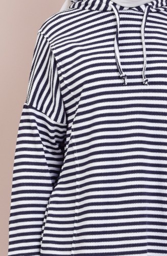 Tunique Sport a Rayure et Capuche 4850-04 Gris Blanc 4850-04