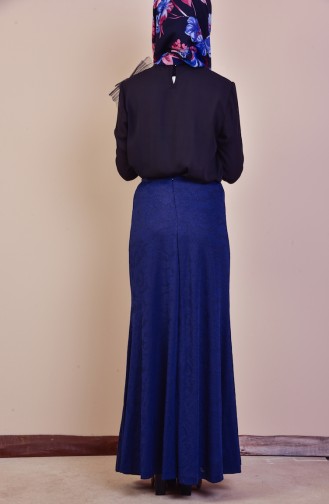 Patterned Skirt 30998-01 Navy Blue 30998-01