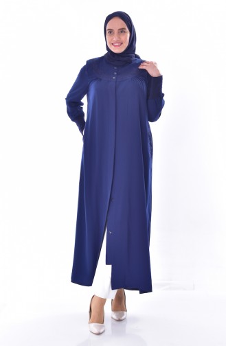 Large Size Embroidered Abaya 1033-02 Navy Blue 1033-02