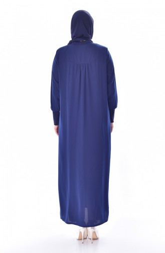 Large Size Embroidered Abaya 1033-02 Navy Blue 1033-02