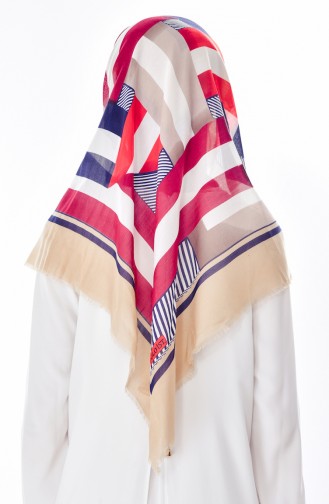 Echarpe Coton a Motifs Géométrique 2037-11 Café au lait 2037-11