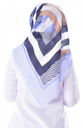 Geometric Patterned Cotton Scarf 2037-02 Baby Blue 2037-02