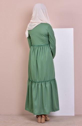 Nakışlı Elbise 3943-07 Çağla Yeşili
