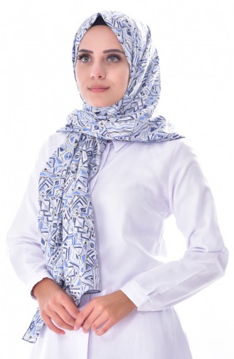 Etnik Desenli Pamuk Şal 50422-01 Ekru