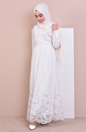 Ecru Hijab Dress 81624-03