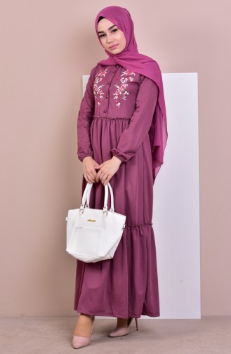 Beige-Rose Hijab Kleider 3943-06