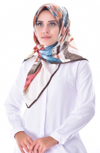 Karaca Desenli Eşarp 90505-02 Kahve Krem