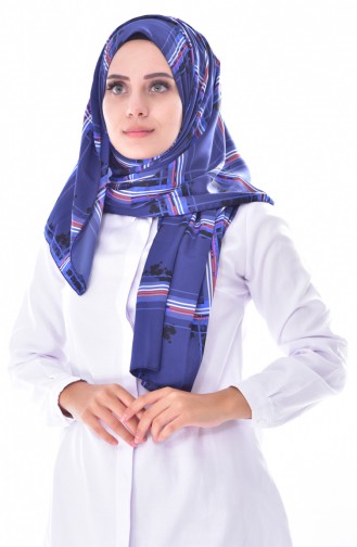 شال بتصميم مُطبع 50431-01 لون كحلي 50431-01