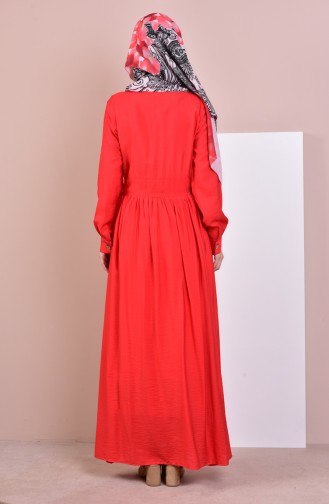 بورون فستان بتصميم طيات 81625-01 لون مرجاني 81625-01