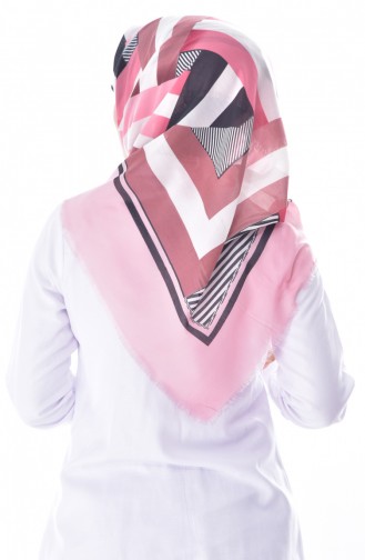 Geometric Patterned Cotton Scarf 2037-14 pink 2037-14