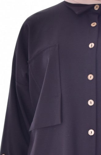 Buttoned Asymmetric Shirt 61040-01 Black 61040-01
