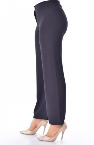 Düğmeli Bol Paça Pantolon 41079-02 Siyah 41079-02
