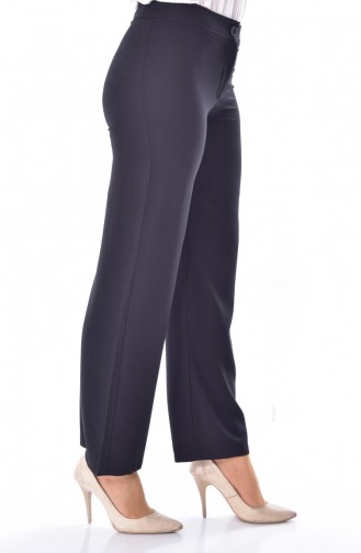 Düğmeli Bol Paça Pantolon 41079-02 Siyah 41079-02