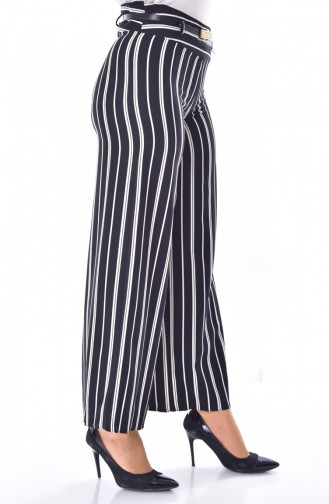 Striped Wide Leg Trousers 1225-01 Black 1225-01