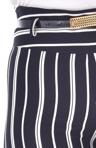 Striped Wide Leg Trousers 1225-01 Black 1225-01