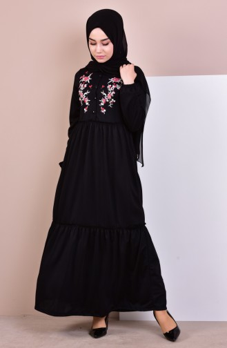 Schwarz Hijab Kleider 3943-02