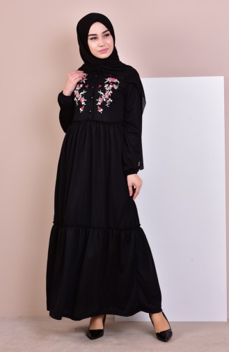 Schwarz Hijab Kleider 3943-02