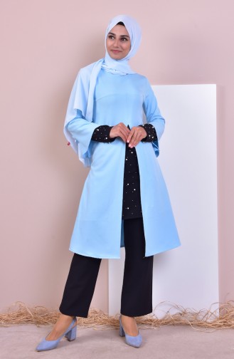 Pearls Tunic Pants Double Suit 7003-03 Baby Blue 7003-03